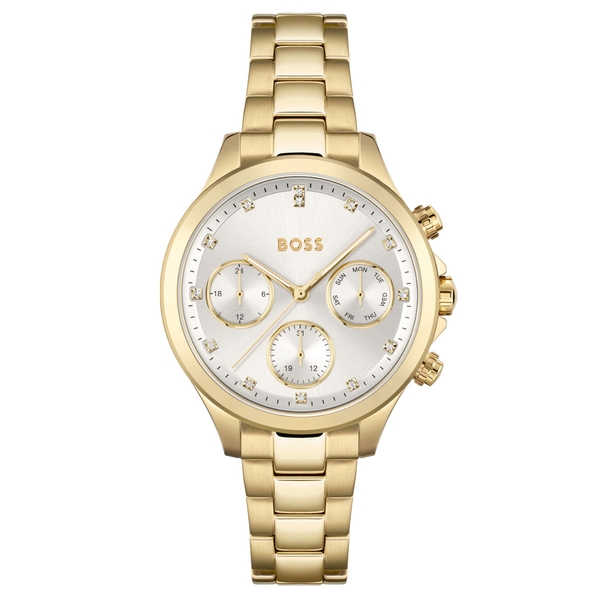 Hugo Boss Gold Steel Silver White Dial Women's Multi-Function Watch 1502628