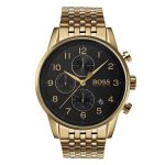 Hugo Boss Stunning Gold Navigator Black Chronograph Stainless Steel Men's Watch 1513531