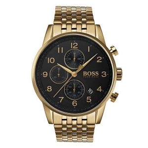Hugo Boss Stunning Gold Navigator Black Chronograph Stainless Steel Men's Watch 1513531