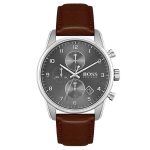 Hugo Boss Brown Leather Grey Dial Chronograph Men's Watch 1513787