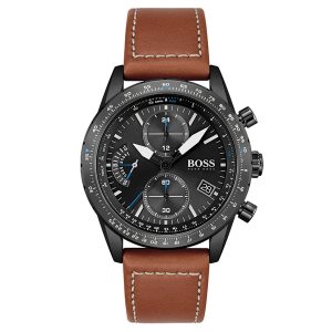 Hugo Boss Pilot Edition Chrono Brown Leather Men's Watch 1513851