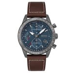 Hugo Boss Pilot Edition Chrono Brown Leather Men's Watch 1513852