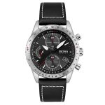 Hugo Boss Pilot Edition Chrono Black Leather Men's Watch 1513853