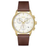 Hugo Boss Brown Leather White Dial Men's Chrono Watch 1513926