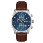 Hugo Boss Brown Leather Blue Dial Men's Chronograph Watch 1513940