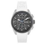 Hugo Boss White Silicone Grey Dial Men's Chrono Watch 1513948
