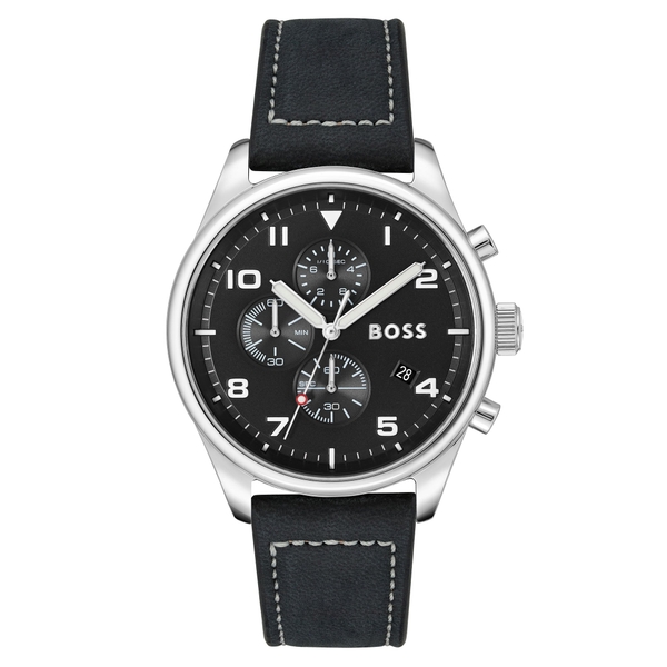 Hugo Boss Black Leather Chronograph Men's Watch 1513987