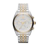Emporio Armani Classic Silver Dial Two-tone Stainless Steel Chronograph Men's Watch AR0396