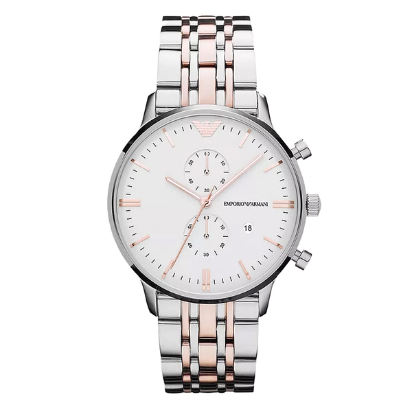 Emporio Armani Men's Chronograph Watch Rose Gold Steel AR0399