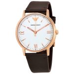 Emporio Armani Kappa White Dial Dark Brown Leather Men's Watch AR11011