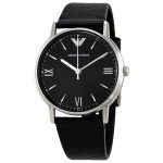 Emporio Armani Kappa Black Dial Black Leather Men's Watch AR11013