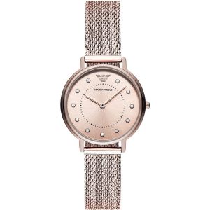 Emporio Armani Ladies Kappa Watch Rose Gold Plated Mesh AR11129