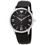 Emporio Armani Giovanni Quartz Black Dial Black Leather Men's Watch AR11210