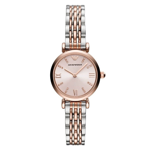 Emporio Armani Ladies Watch T-Bar Gianni Two-Tone Pink AR11223