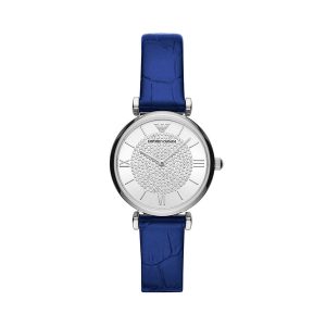 Emporio Armani Two-Hand Blue Leather Watch AR11344