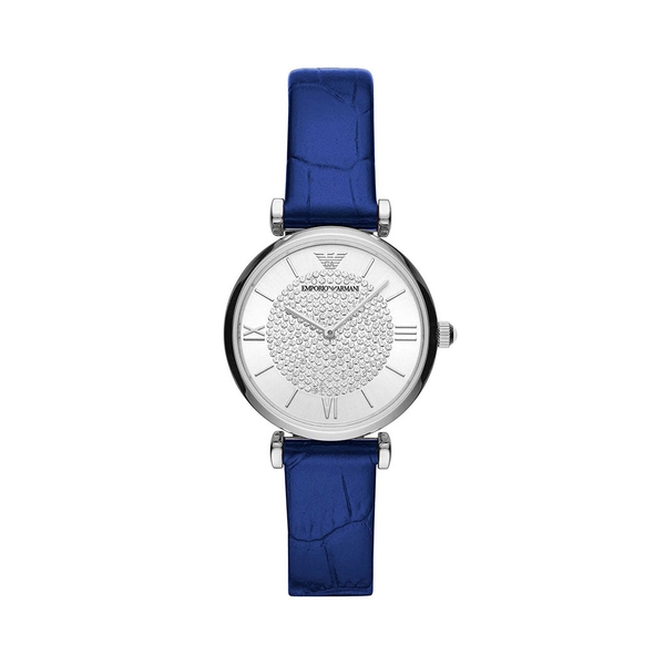 Emporio Armani Two-Hand Blue Leather Watch AR11344