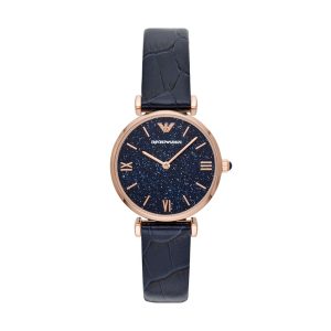 Emporio Armani Two-Hand Blue Leather Watch AR11424