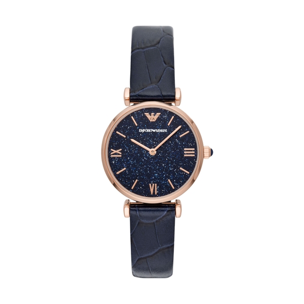 Emporio Armani Two-Hand Blue Leather Watch AR11424