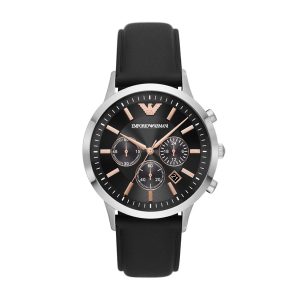 Emporio Armani AR11431 Men's Chronograph Leather Watch Black