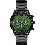 Emporio Armani Chronograph Green Dial Black Men's Watch AR11472