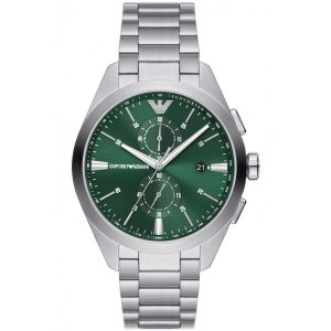 Emporio Armani Silver Chronograph Green Dial Men's Watch AR11480
