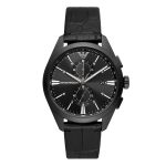 Emporio Armani Chronograph Black Leather Men's Watch AR11483