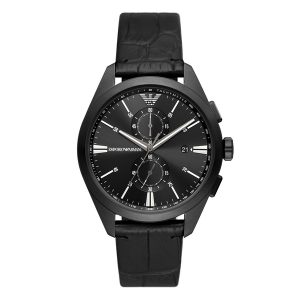 Emporio Armani Chronograph Black Leather Men's Watch AR11483