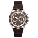 Emporio Armani Chronograph Brown Leather Men's Watch AR11486