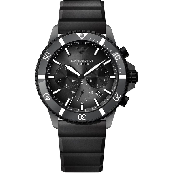 Emporio Armani Chronograph Black Silicone Men's Watch AR11515