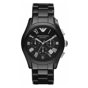 Emporio Armani Men's Valente Chronograph Watch Silver Ceramic AR1400