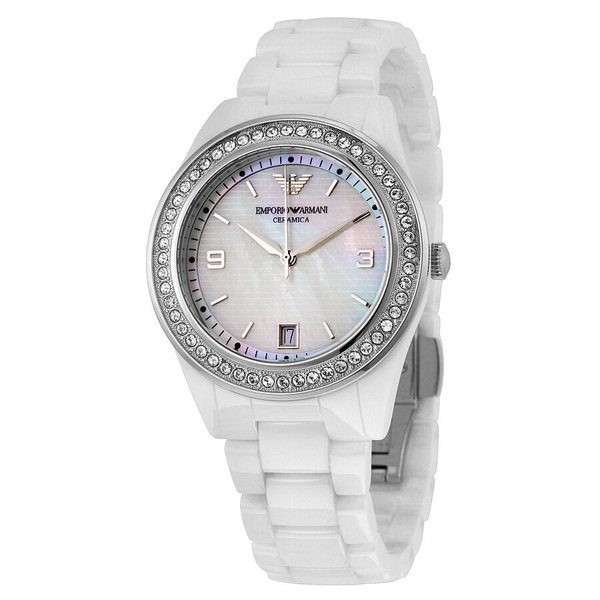 Emporio Armani Crystal Mother of Pearl Dial Ladies Watch AR1426