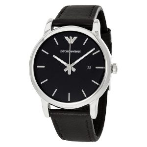 Emporio Armani Classic Black Dial Black Leather Men's Watch AR1692