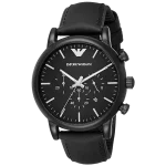 Men's Watch Emporio Armani Luigi AR1970 black leather strap