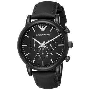 Men's Watch Emporio Armani Luigi AR1970 black leather strap