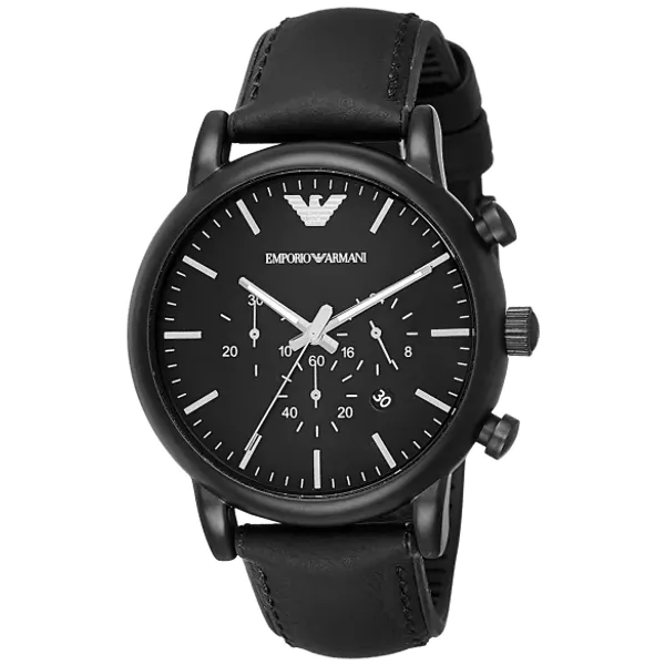Men's Watch Emporio Armani Luigi AR1970 black leather strap