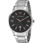 Emporio Armani Men's Watch Renato AR2514 Black Dial Rose Gold Markers