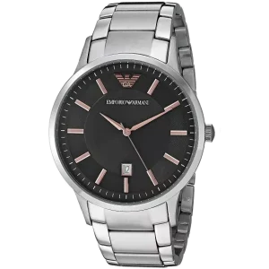 Emporio Armani Men's Watch Renato AR2514 Black Dial Rose Gold Markers