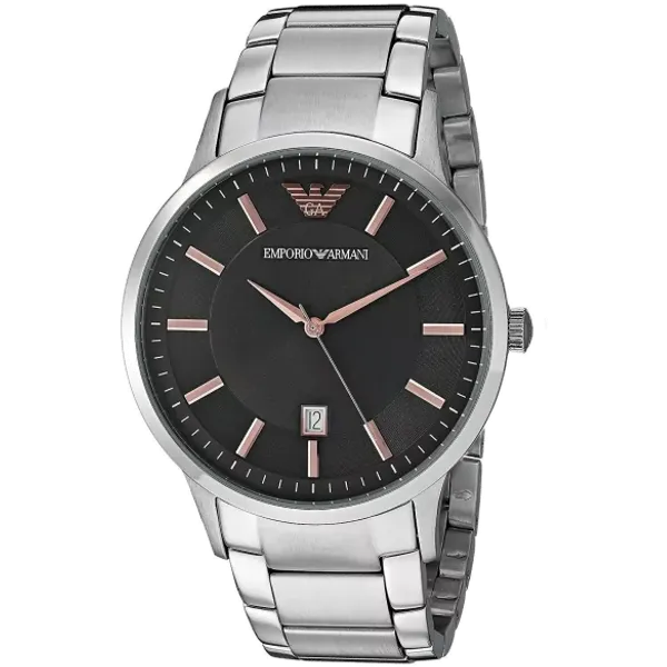 Emporio Armani Men's Watch Renato AR2514 Black Dial Rose Gold Markers