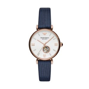 Emporio Armani AR60020 Three-Hand Gianni T-Bar Blue Leather Women's Watch