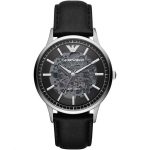 Emporio Armani Skeleton Leather Black Dial Automatic AR60038 Men's Watch