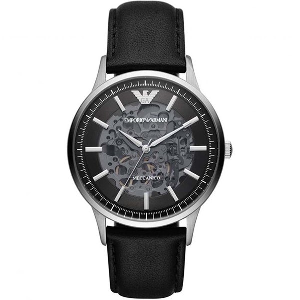 Emporio Armani Skeleton Leather Black Dial Automatic AR60038 Men's Watch