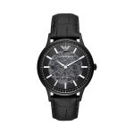 Emporio Armani Black Leather Automatic Watch AR60042