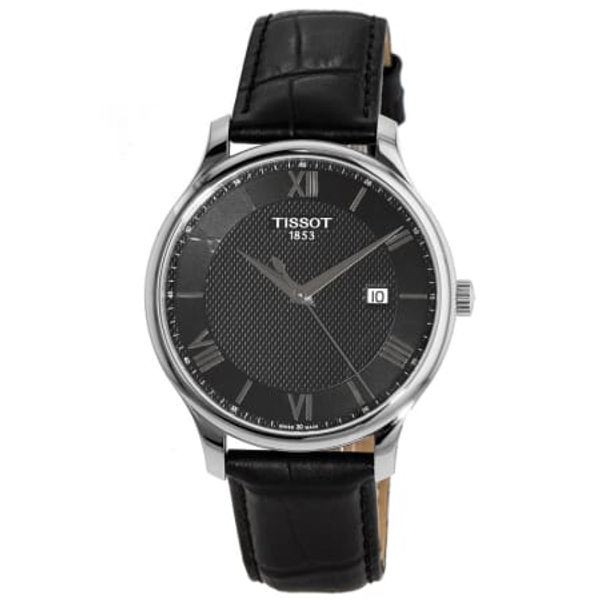 Tissot T-Classic Tradition Men's Watch (42mm) - Black Leather Strap, Silver Dial
