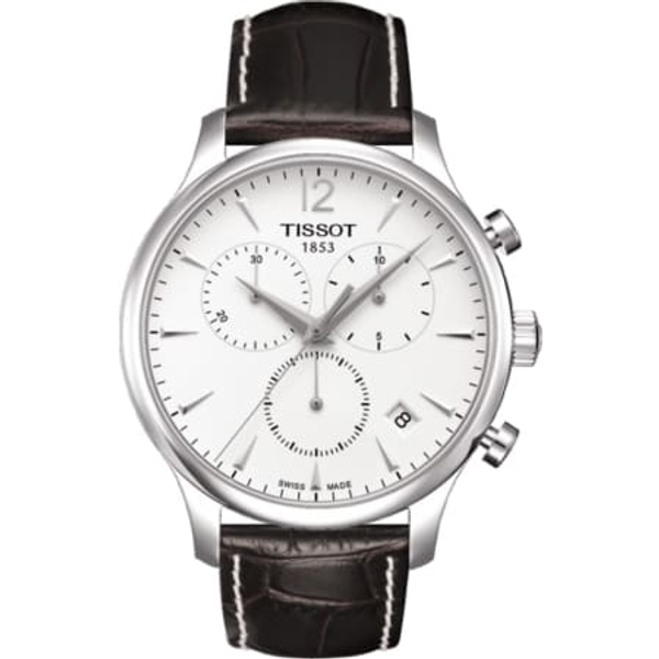 Tissot T-Classic Tradition Men's Chronograph Leather Watch - Silver Dial (42mm)