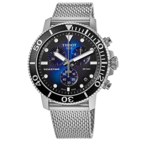 Tissot Seastar 1000 Chronograph Men's Watch - Blue Dial, Stainless Steel Bracelet (45.5mm)