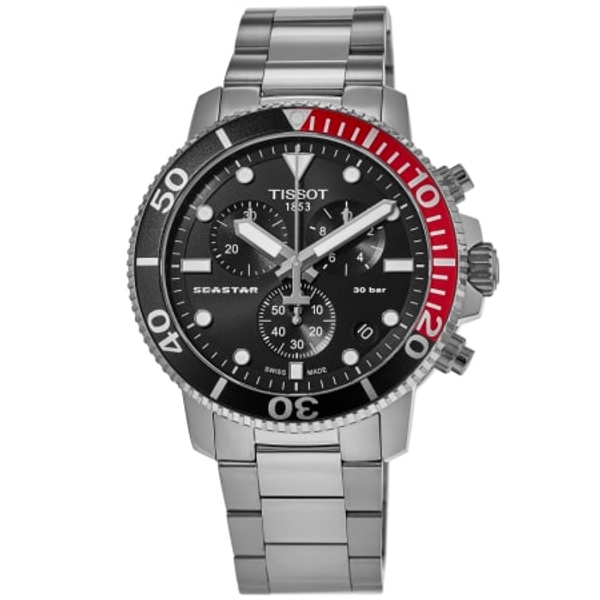 Tissot Seastar 1000 Chronograph Men's Watch - Black Dial, Stainless Steel Bracelet (T120.417.11.051.01)