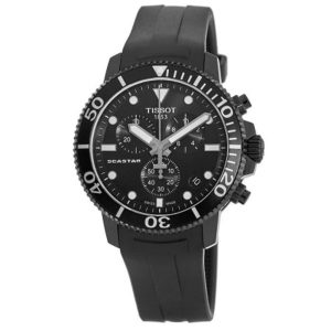 Tissot Seastar 1000 Chronograph Men's Watch - Black Dial & Rubber Strap (45.5mm)
