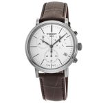 Tissot T-Classic Carson Men's Chronograph Watch - White Dial with Brown Leather Strap (41mm)