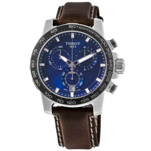 Tissot Supersport Chrono Men's Watch - Blue Dial, Brown Leather Strap (T125.617.16.041.00)