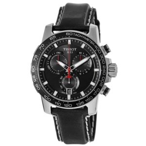 Tissot Supersport Chrono Men's Watch - Black Dial & Leather Strap (45.5mm)